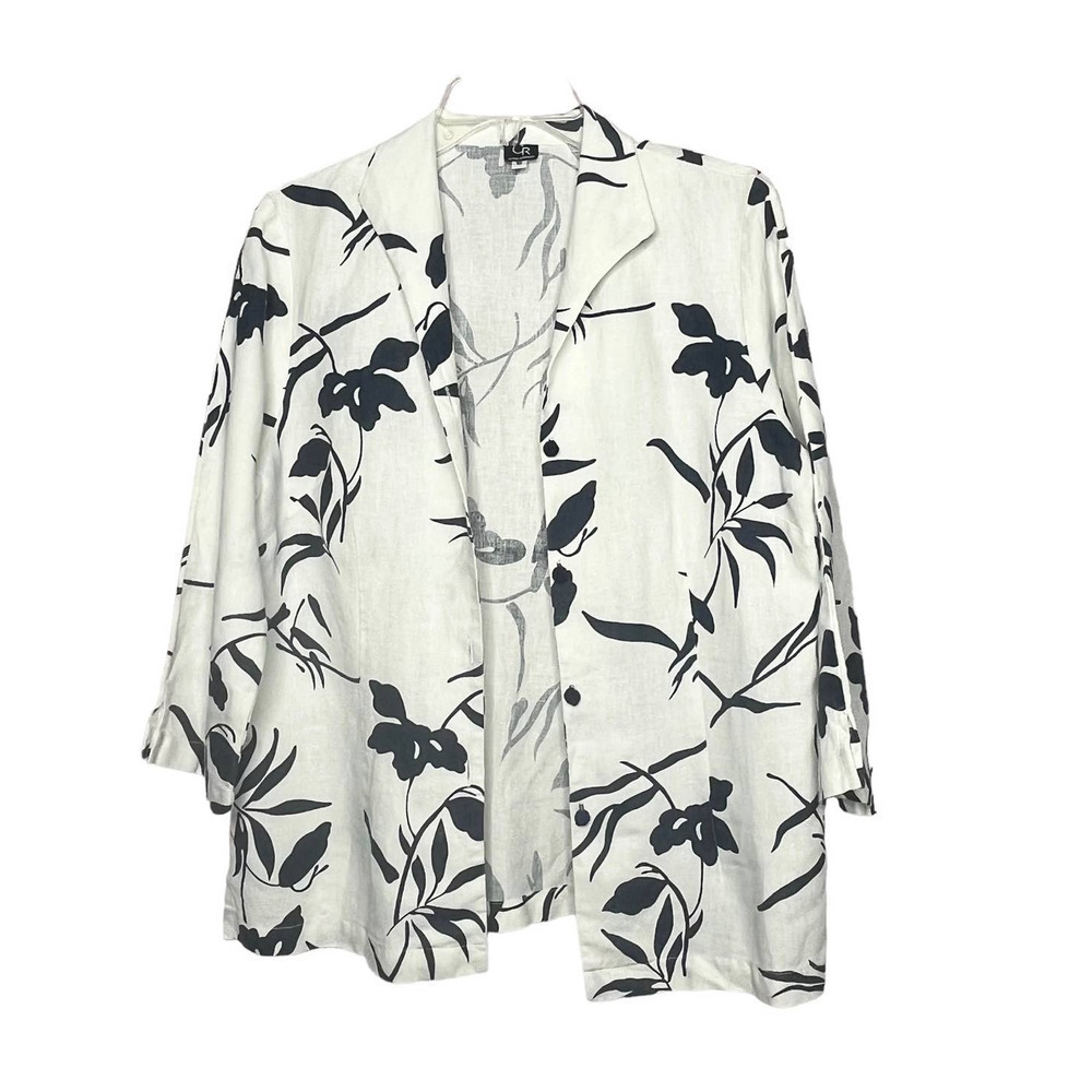 CR Connie Roberson 100% Linen Floral Jacket Small